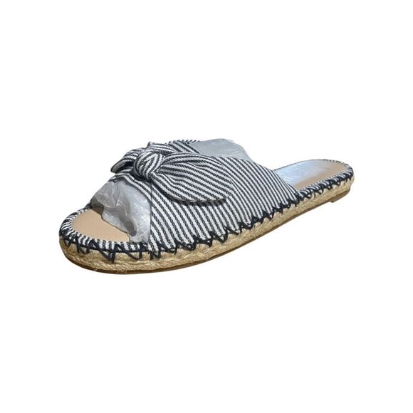 Kate Spade Saltie Shore Espadrille Blue/White Slip On Slide Sandal Sz 9B - Picture 3 of 8